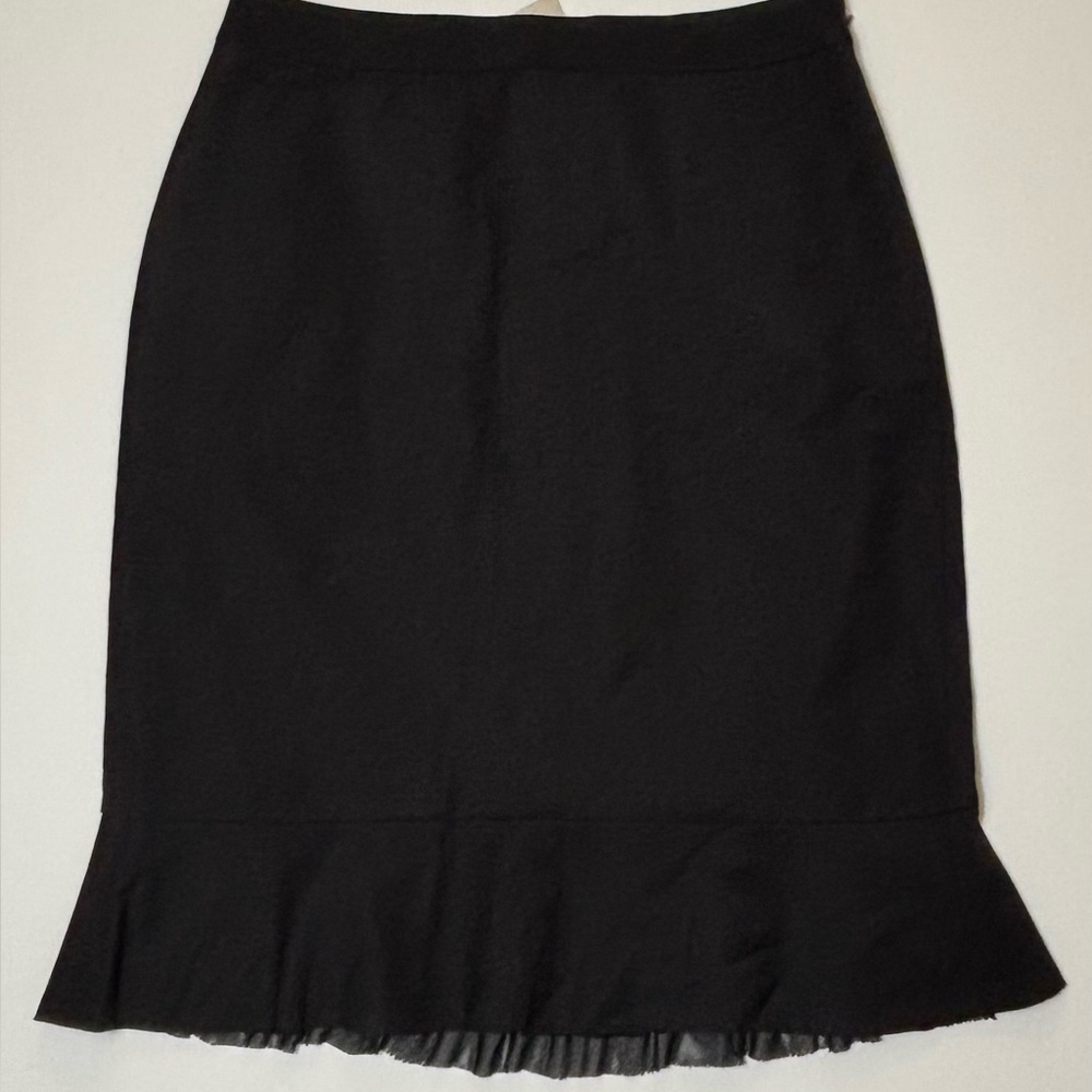 Ann Taylor Black Pencil Skirt with Ruffle Hem